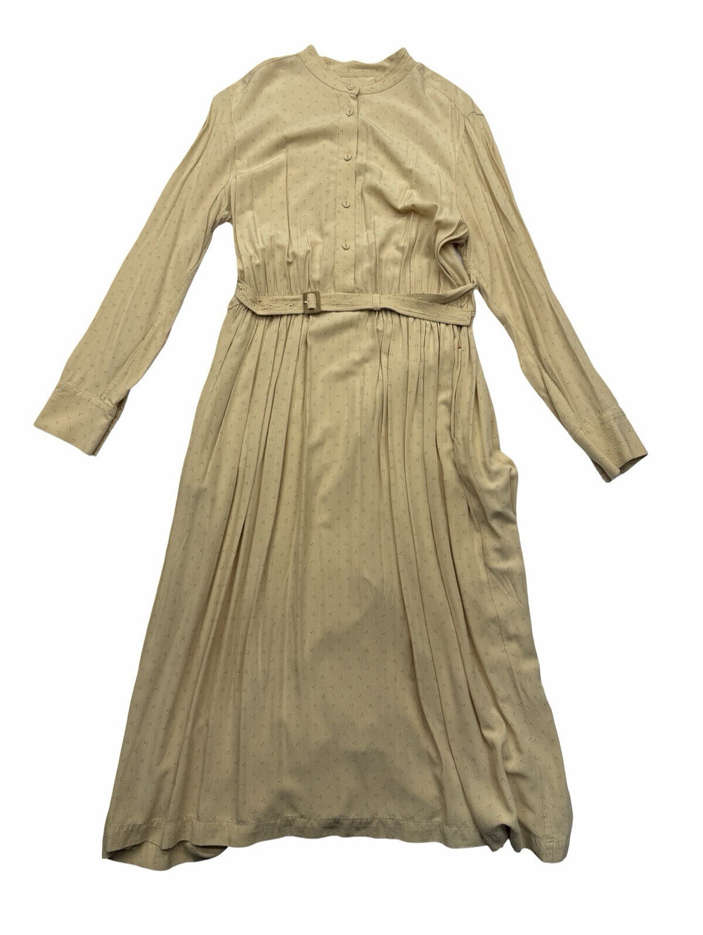 Uniqlo x Ines De La Pressage Printed Rayon Belted Shirt Dress Beige Size M